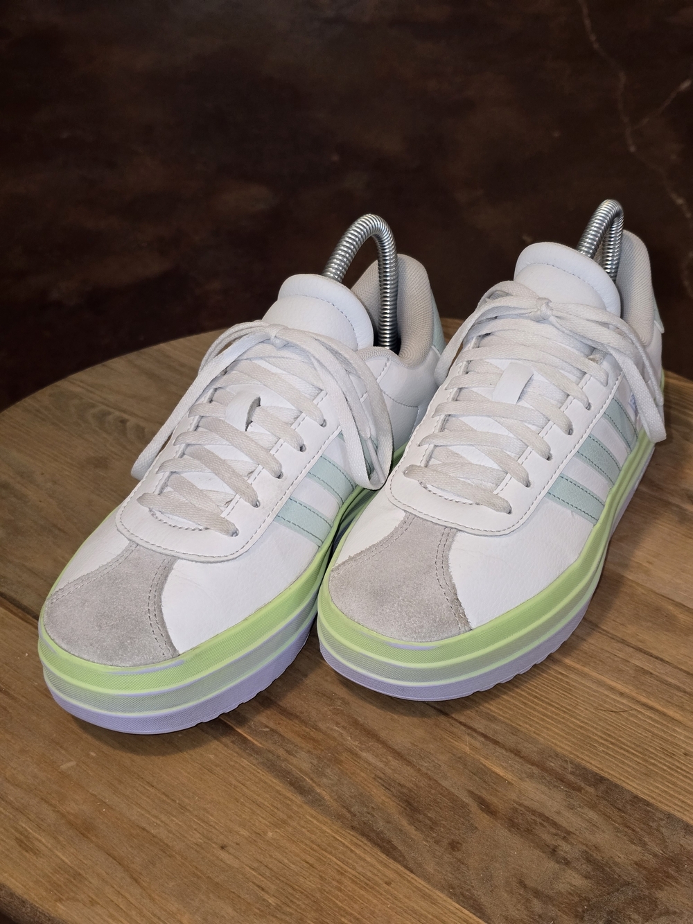 Adidas VL Court Bold Sneakers Cloud White Mint Violet 4.5Y EUC